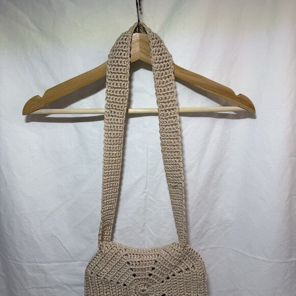 Bohemian Crochet Purse Hippy Boho Knit Fringe CottageCore Bag Festival Festival - Picture 4 of 13